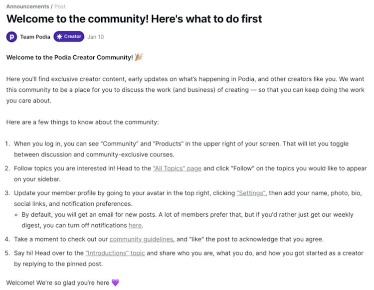 Welcome to the community post