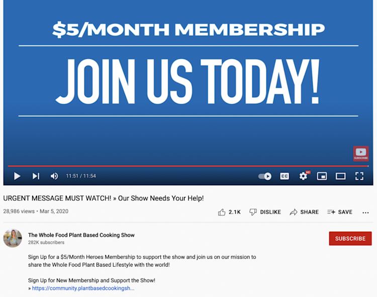 Whole food plant based cooking show youtube video