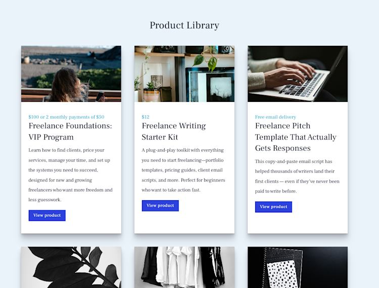 Example product library