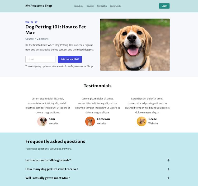 Landing Page Example with Waitlist