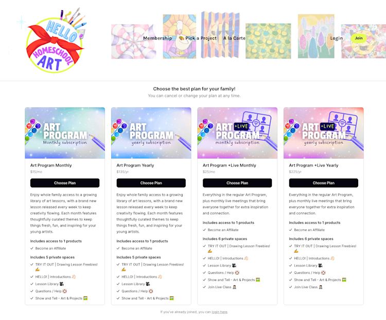 Hello Homeschool Art paid community