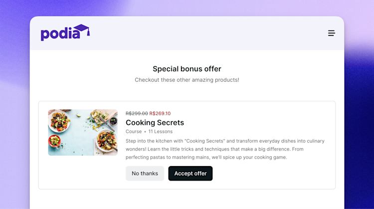 Course upsell example