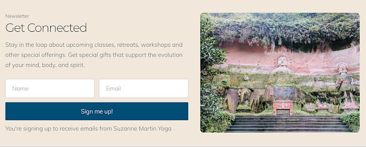 Suzanne Martin Yoga newsletter sign up
